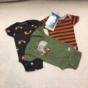 Gerber Onesies Bodysuitsโ Baby Newborn Multicolor New Woodland Fox Camping 3PK